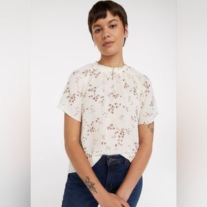 Reitmans Printed Mock-Neck Blouse with Flutter Sleeves, 2X, Multi coloured